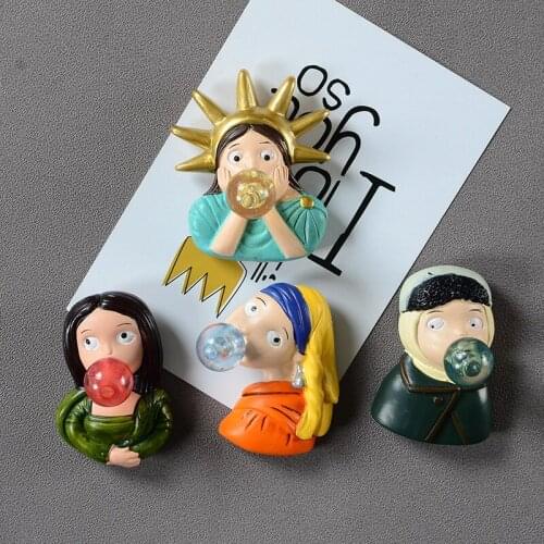 Refrigerator Paste Magnetic Decoration 3d Magnetic Fridge Magnet Cartoon Van Gogh Mona Lisa The Statue of Liberty World Tourism