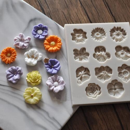 Sunflower Rose Flowers Shape Silicone Mold Cake Border DIY Decoration Chocolate Sugar Craft Polymer Clay Crafts 3D Mould Tools