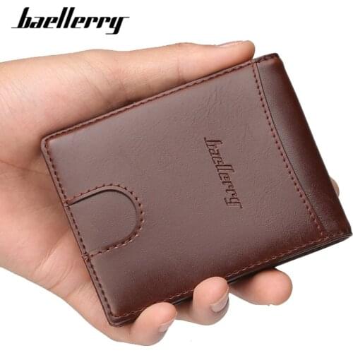 Baellerry Brand Designer Men Clip Wallet Card Slots Small Wallet Male Stainless Steel Money Clips Purse With Zipper Coin Pocket