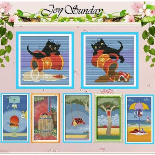 Black cat painting counted Cross Stitch 11CT 14CT Cross Stitch Set Wholesale DIY Cartoon Cross-stitch Kit Embroidery Needlework