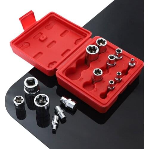 Torx Socket Set Female Bit 1/2"/3/8"/1/4" Drive E4 -E24 Chrome Vanadium Metric Socket Set