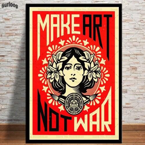 Wall Art Poster Make Art Not War Retro Pictures Prints Canvas Painting for Living Room Home Decor