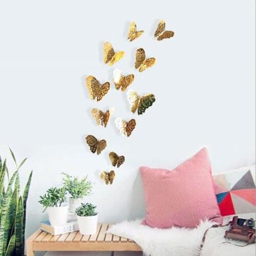 New 12pcs 3d Effect Crystal Butterflies Wall Sticker Beautiful Butterfly for Kid Room Wall Decals Home Decoration On the Wall