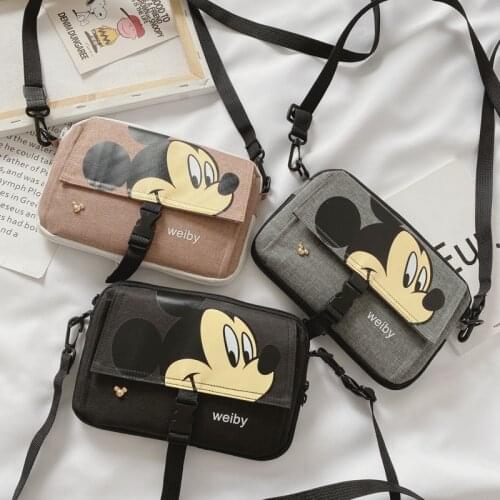 Disney 2020 New Cartoon Fashion Childrens Bags Toddler Students Canvas Mickey Tuition Bag Boys and Girls Shoulder Messenger Bag