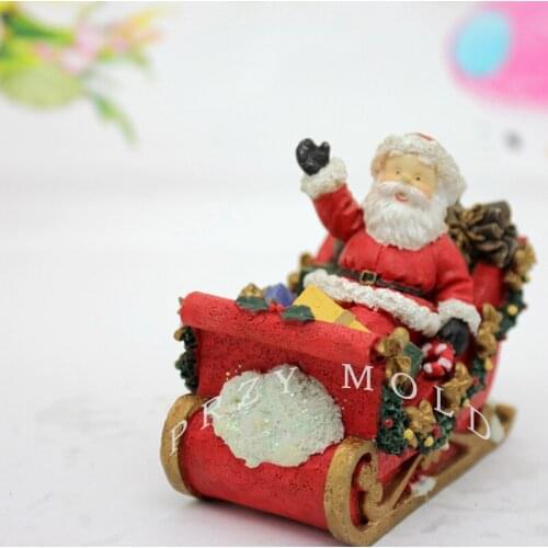 New Arrivals Silicone Mold Christmas 3d Sitting on The Sledding of Santa Claus Candles Mould Soap Molds Rubber PRZY 001