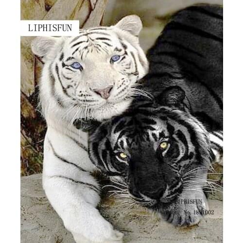 Newest Diy 3d Diamond Painting Black And White Tiger For Needlework Embroidery Resin Craft Home Decor