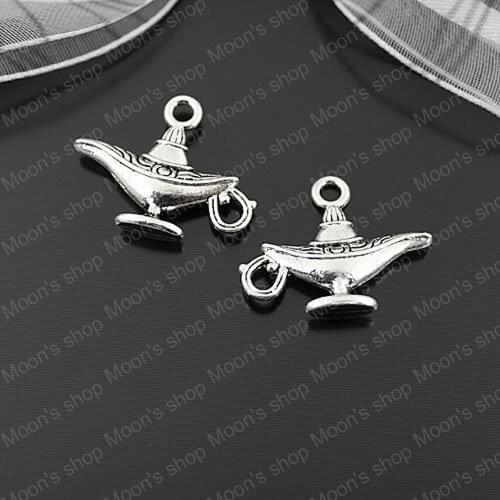 Wholesale 22*18mm Antique Silver color Aladdin lamp Alloy Flat Charms Pendants DIY Findings Accessories 50 pieces (JM2231)