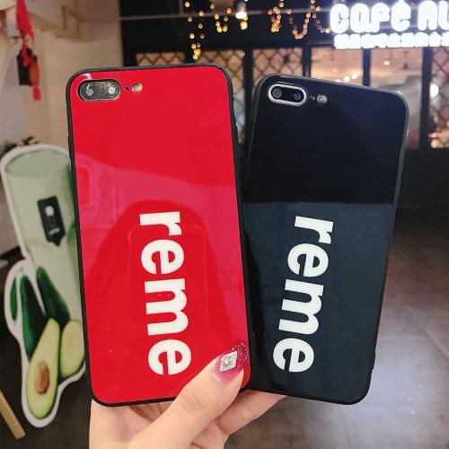 Suitable for Apple mobile phone fashionable tempered glass simple silicone edging anti-fall 6S 7 8PLUS X XS XR MAX 11 PRO MAX