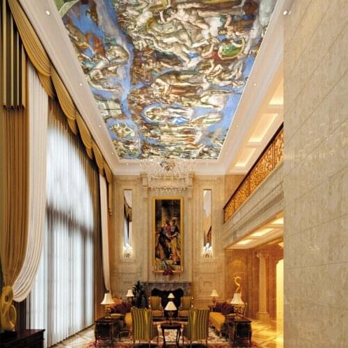 Large Custom 3d Ceiling Murals European Style Mural 3d Wall Ceiling Mural for Backdrop Living Room 3d Photo Mural SISTINE CHAPEL