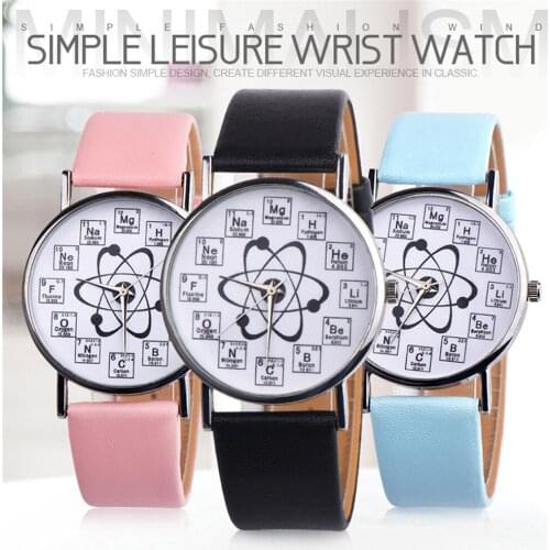 Simple Fashion Chemical Element Ladies Watch Creativity Wrist Watches Leather Quarzt Watches Relogio 2019 Q