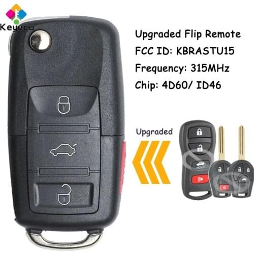 KEYECU Upgraded Flip Remote Key With 4 Button 315MHz - FOB for Nissan 350Z Altima Armada Maxima for Infiniti FX35 FX45 KBRASTU15