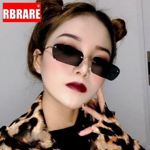 RBRARE Square Sunglasses Women Retro Rimless Women Sunglasses Luxury Brand Designer Sunglasses For Women Ocean Lens Eyeglasses