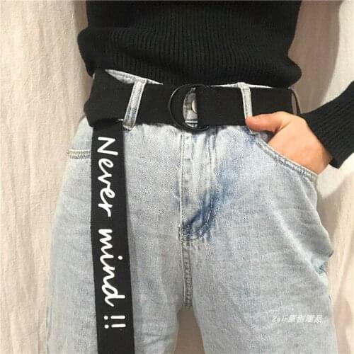 Fashion Men / Women belt D Shaped Double Ring Buckle Simple Solid Cotton Canvas All-Match Unisex Canvas Belts Waist Belt Luxury