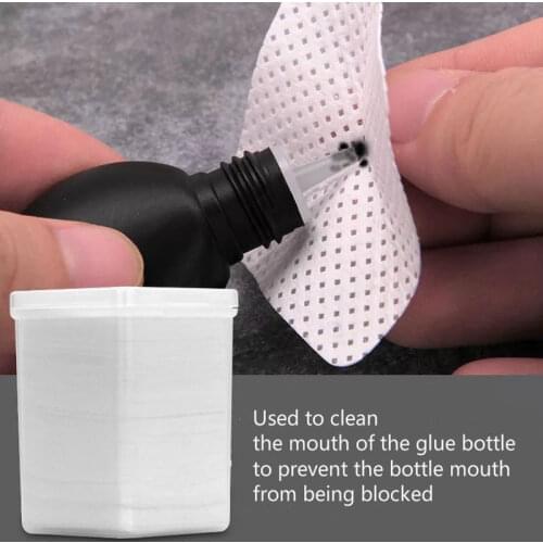 200PCS/box Eyelash Extension Glue Removing Cotton Pad Glue Bottle Mouth Cleaning Wipes Lashes Glue Remover Cleaner Pads with Box
