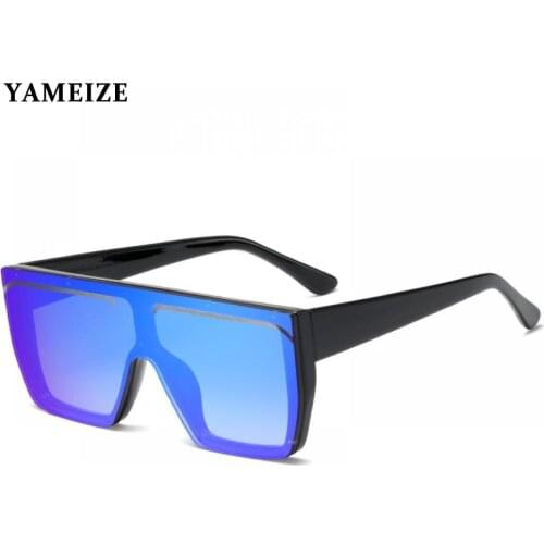 YAMEIZE Oversized Sunglasses Women Fashion Square Mirror Big Frame Sun Glasses Female Vintage Retro Mens Glasses Unisex Oculos