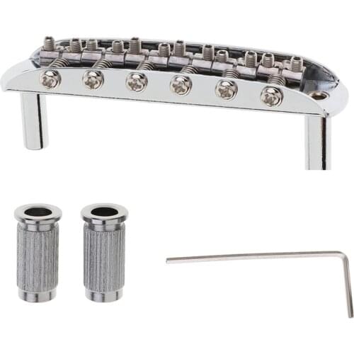 Tooyful Guitar Bridge Assembly With Wrench for Jazzmaster Mustang Style Musical Instrument Parts Chrome Electric Guitar Tremolo