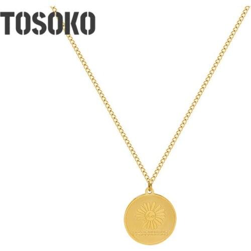 TOSOKO Stainless Steel Jewelry Sunflower English Round Brand Clavicle Chain Womens Fashion Nnecklace BSP989