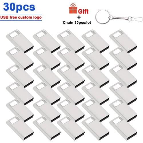 30pcs/lot Custom Logo USB2.0 Flash Drive 64GB 8gb Pendrive 128gb 32GB Pen Drive Metal Memory Stick 16GB Cle Usb for Photography