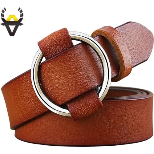Fashion Round Ring buckle belt woman Genuine leather belts for women Quality cow skin strap female girdle for jeans width 2.8 cm