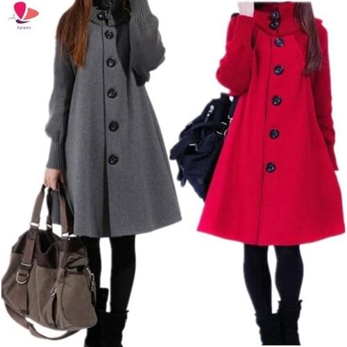 2021 New Women Coats Casual Woolen Long Coat Elegant Ladies Bating Full Sleeve Outerwear Scarf Collar Overcoat Female Jacket