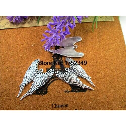 10pcs silver tone Supernatural Castiel Angel Wing Charm Pendants 40x22mm