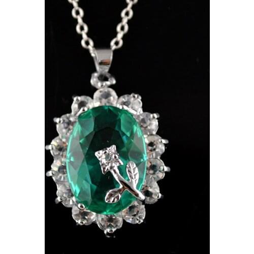 10pcs Mixed Color Cheap Women Jewelry Oval Shape With Flower Pendant Necklace