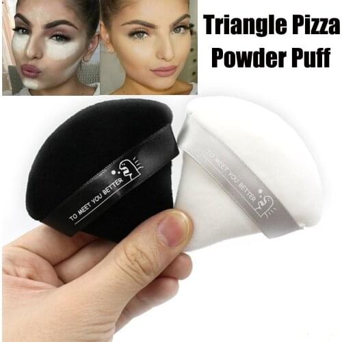 2Pcs Black White Triangle Velvet Powder Puff Soft Cotton Face Powder Puff Mini Face Setting powder Makeup Sponge Make Up Tools