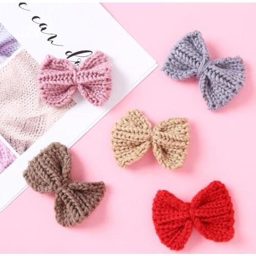 2020 Winter Wool Knitted Hair Clips School Girls Cute Knot bows Hairpins Christmas Gifts Hairpins