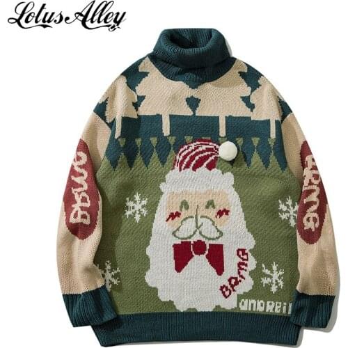 2021 Christmas Turtleneck Knit Sweaters Funny Patchwork Pulover Men Women Knitted Cozy Ugly Sweater Coats Autumn Winter Jerseys