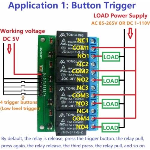4CH DC 5V Flip-Flop Latch Relay Switch IO Control for Smart home car Motor LED Emergency lighting MCU development board