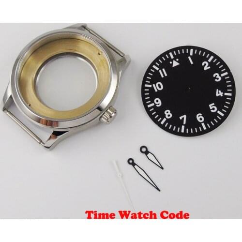 Corgeut 42mm Watch Case Parts Black Luminous Dial Watch Hands Fit For Miyota8215 821A Mingzhu2813 ST1612 Movement Clear Back