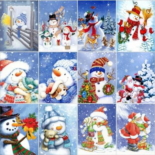 CraftArtGo 5D Diamond Embroidery Christmas Snowman Full Square Round Rhinestone Mosaic Painting Cross Stitch Flowers Diamond Kit