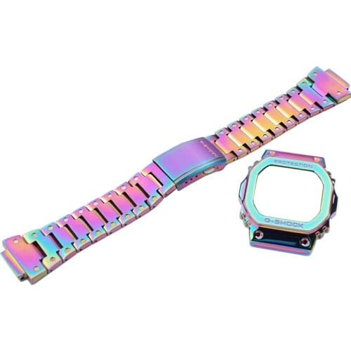 Color stainless steel strap case accessories DW5600 GW5000 GW-M5610 outdoor sports metal strap for Casio G-SHOCK men watch band
