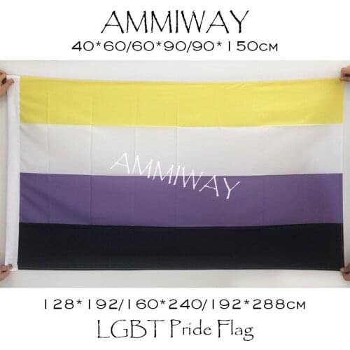 AMMIWAY Any Size Non Binary NB Pride Rianbow LGBT Flags Genderqueer GQ Gender Identity Non-Binary Single or Double Sided Fllag