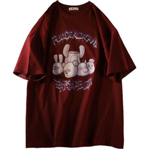 Betina Tshirt Kepala Beruang Lucu Katun T Shirts Besar Musim Panas Streetwear Atasan Lengan Pendek Harajuku Wanita Kaos Hip Hop