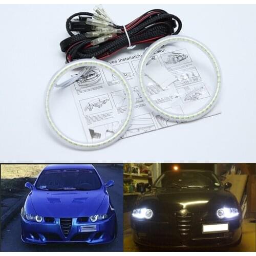 For Alfa Romeo 147 00-04 Halogen headlight Ultra bright SMD white LED angel eyes 2600LM 12V halo ring kit daytime running light