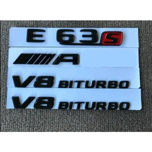 Gloss Black/Red E63s for AMG V8 BITURBO Sticker Emblem for E63s AMG