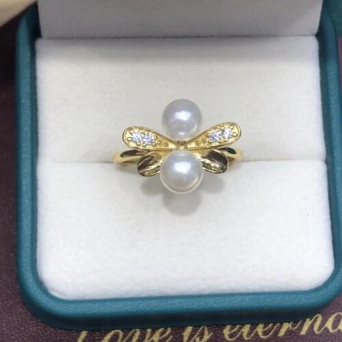 Classical Dragonfly 925 Sterling Silver Adjustable Ring Settings Findings Mountings Parts for Beads Stones Pearls, 5pcs/lot