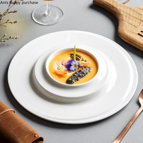 Creative White Swirl Pattern Snack Dessert Plate Western Tableware Set Round Ceramic Pasta Dish Kitchen Utensils Porcelain Decor