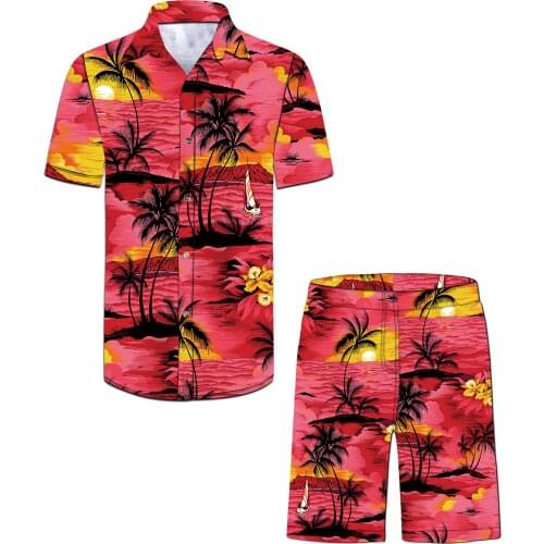 Summer Hawaiian Shirts And Shorts New Design Men Male Vocation Wears Leisure Suit Clothes Beach Sets