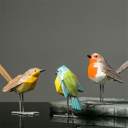Geometric Resin Sparrow Bird Miniature Model Home Decoration Figurines Living Room Balcony Decoration Props Abstract Crafts Gift