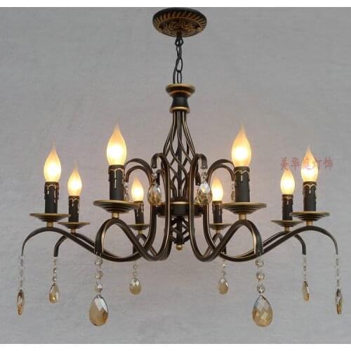 Multiple Chandelier Iron bedroom clothing store lamp bar restaurant pastoral art lamps 6 head -8 head lighting lamps ZA