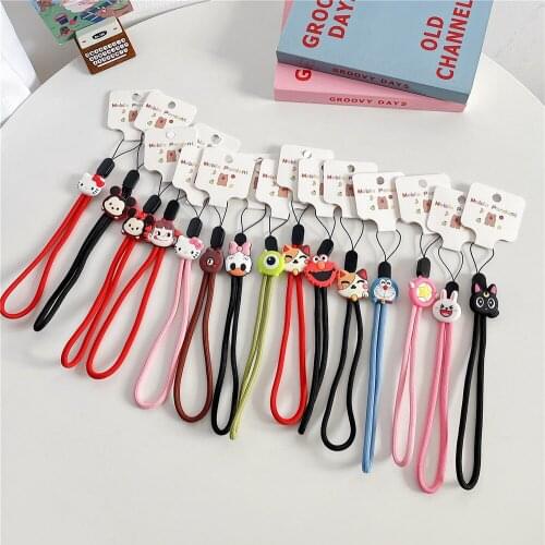 Cartoon Nylon Phone Strap Key Ring Silicone Loop Unique Soft Universal Mobile Phone Finger Strap Charm Anime Lanyard for iPhone
