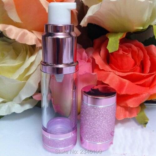 15ML 30ML 50ML Pink Airless Bottle Mist Spray Nozzle Lotion Pump Nozzle , Plastic Airless Bottle Cosmetics Packaging, 20 Pieces