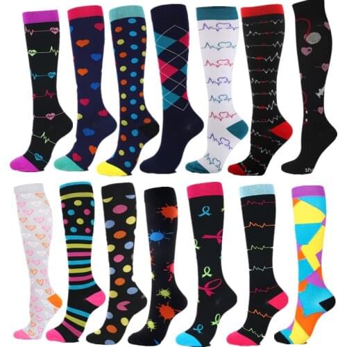 Compression Socks Women Running Sport Socks Knee High Varicose Veins Blood Circulation Pressure Edema Summer Compression Socks