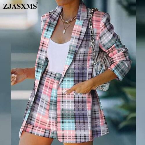 New Autumn Lapel Cardigan Suit Shorts Suit Women Fashion Solid Color Pocket Two-Piece Suit Spring Elegant Office Csual Lady Suit