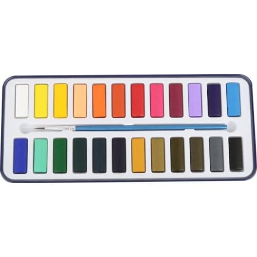 12/18/24 Colors Solid Watercolor Paint Set with 1 pcs Watercolor Brushes Painting Supplies Kit for Adults Kids and Beginners