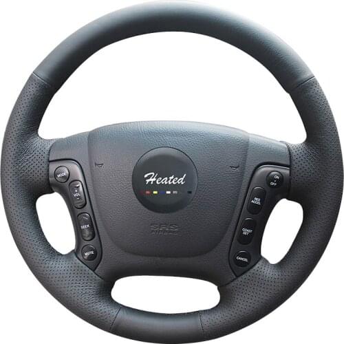 Heated Steering Wheel Cover for Hyundai Santa Fe 2006-2012 Hand Sewing Anti-slip Microfiber leather braid on the steering wheel