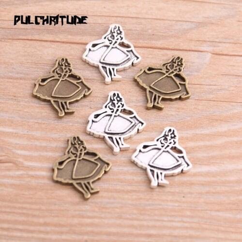 16PCS 17*20mm New Product Two Color Pretty Skirt Girl Charms Pendant Jewelry Metal Alloy Jewelry Marking