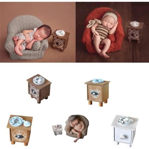 Newborn Photography Props Tea Table Newborn Table With Teapot Tea Bowl Tea Tray Set Baby Full Moon Photo Shooting Accessories